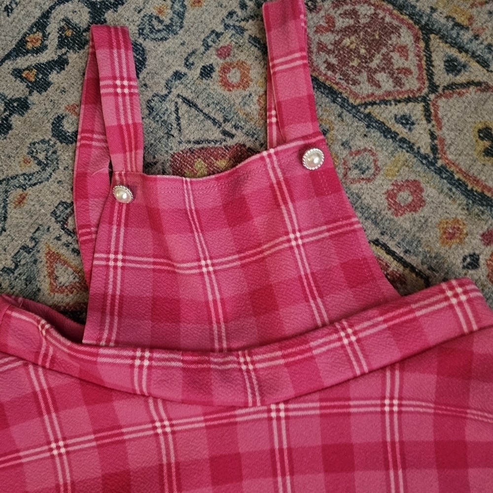 Vibrant Pink Plaid Kids Skirt - Picture 4 of 6